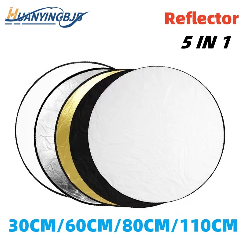 Reflector 5 In 1 - HUANYINGBJB Tragbarer 5-in-1-Fotografie-Reflektor, rund, zusammenklappbar, Fotostudio-Lichtdiffusor,