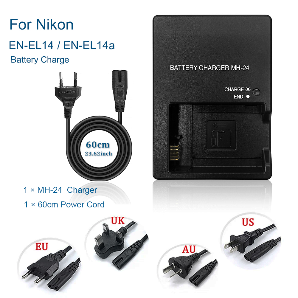 Nikon Camera D3500 - MH-24 Akkuladegerät für Nikon EN-EL14/EN-EL14a –