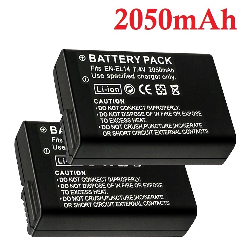 Nikon Camera D3500 - 2050mah EN-EL14a EL14 KAMERA BATTERIE EN-EL14