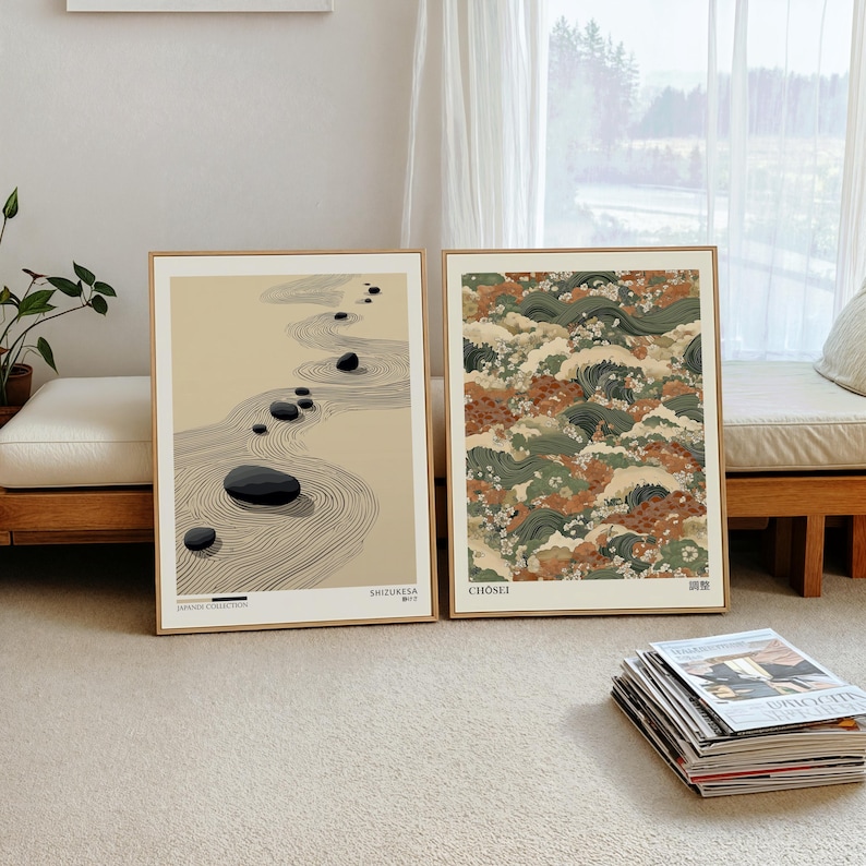 Photography Types - 2 Stück Japandi Zen Leinwand-Wandkunst-Poster, Rahmenlose